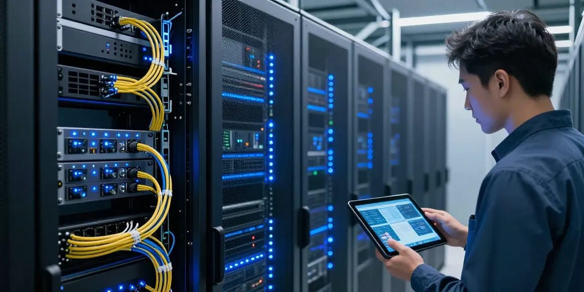 IPTV UK technology solutions including cloud computing and cybersecurity features in modern server environment