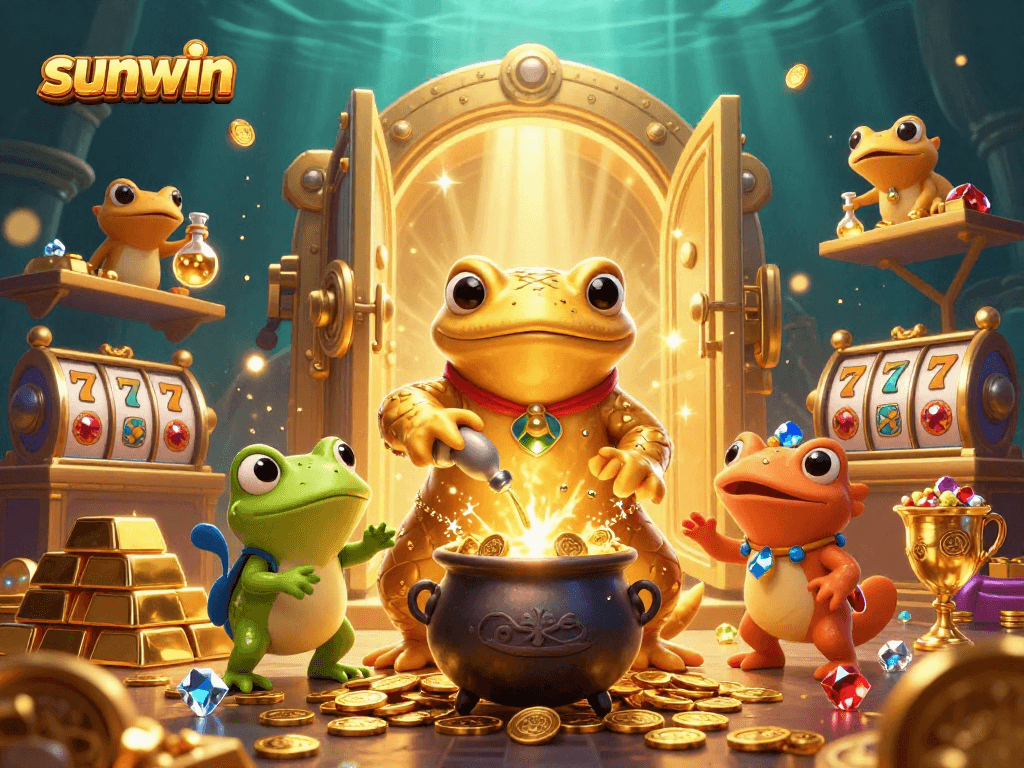Engage in the magic of sunwin with a golden salamander alchemist in a dynamic casino scene.