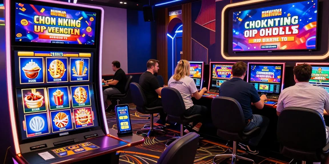 Players discussing their experiences with non UKGC casinos in a vibrant casino environment, showcasing exciting gaming options.