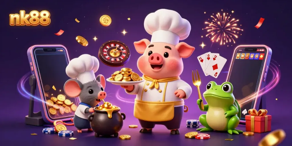 Experience exciting gaming at nk88 with gourmet prize coins and vibrant slot game action.