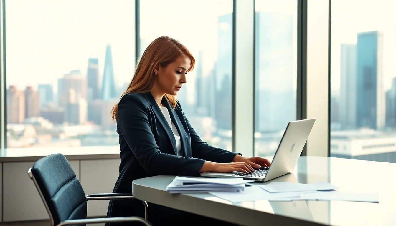 Apply efficiently for the eta application uk with a focused professional at her desk.
