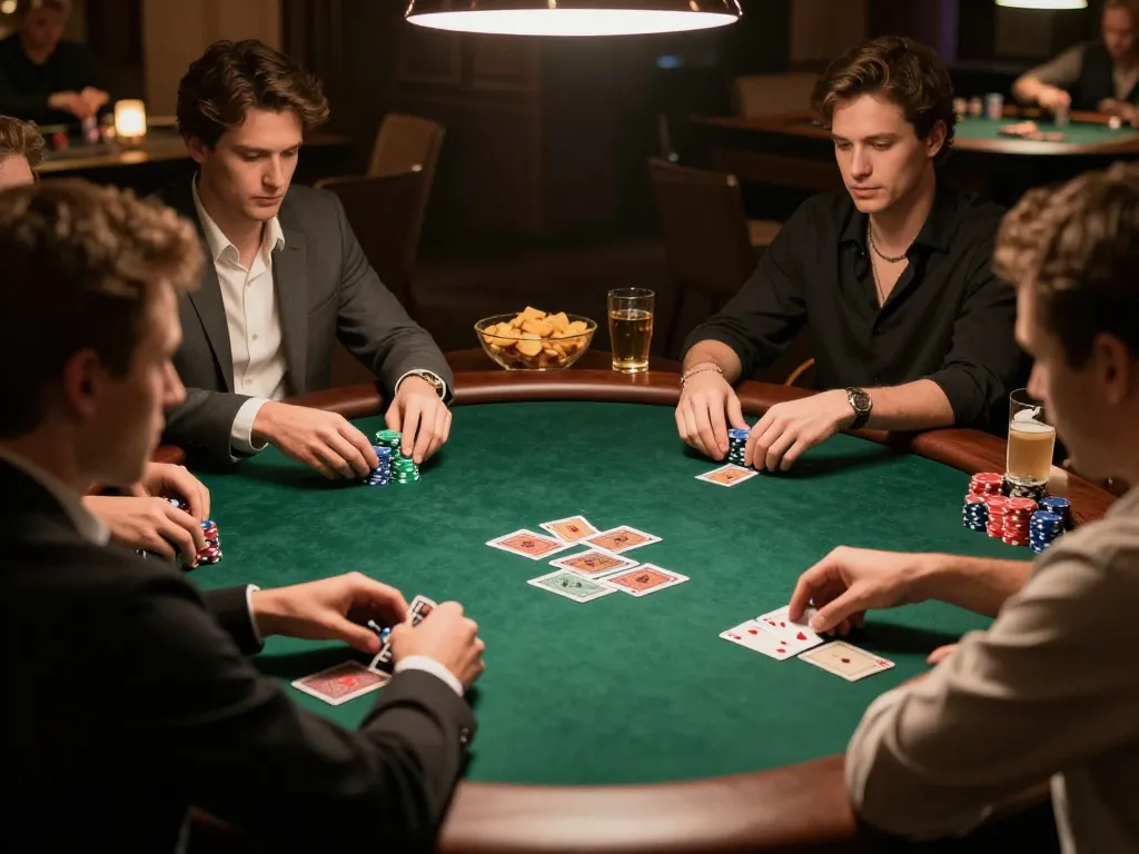 Players enjoying a strategic poker game at QQ88 home setup, showcasing engagement and excitement.