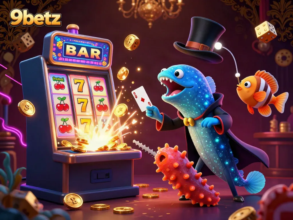 Experience thrilling action in 9betz with vibrant underwater characters and exciting casino elements.