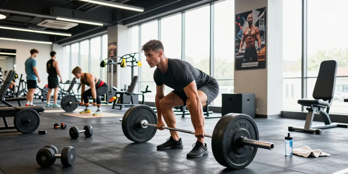 Bodybuilder focusing on performance in a gym showcasing Steroide Boutique fitness products.