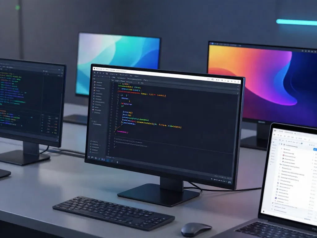 Secure code analysis illustrated in a modern developer workspace, highlighting SCA.