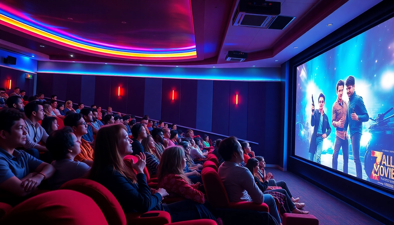 Engaged audiences enjoying films at a cinema showcasing allmovieshub atmosphere.