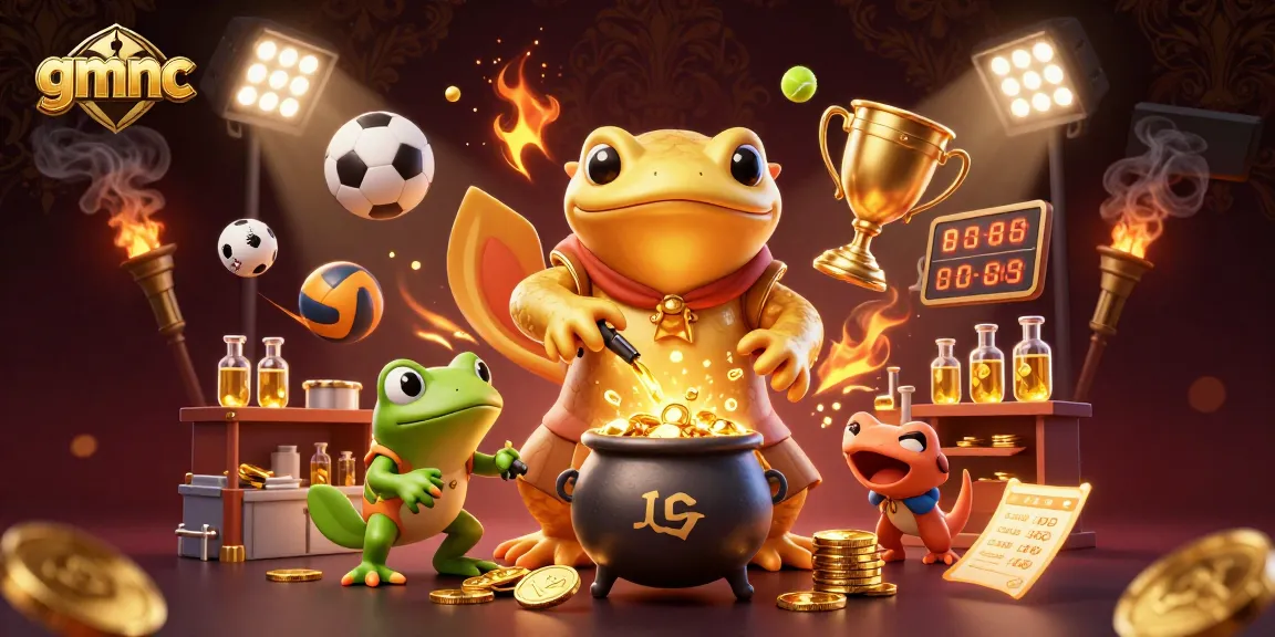 Engage with gmnc and enjoy gaming vibes, featuring a golden salamander alchemist in a rich casino backdrop.