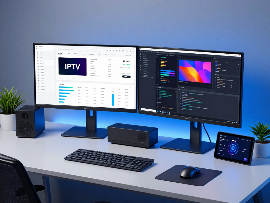 IPTV subscription reseller workspace with cybersecurity, SaaS, and cloud computing tools