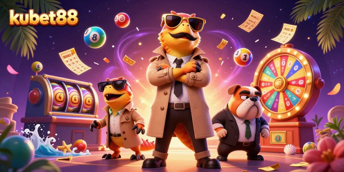 Experience excitement at kubet88 with charismatic cartoon raptors entering a VIP casino lounge.