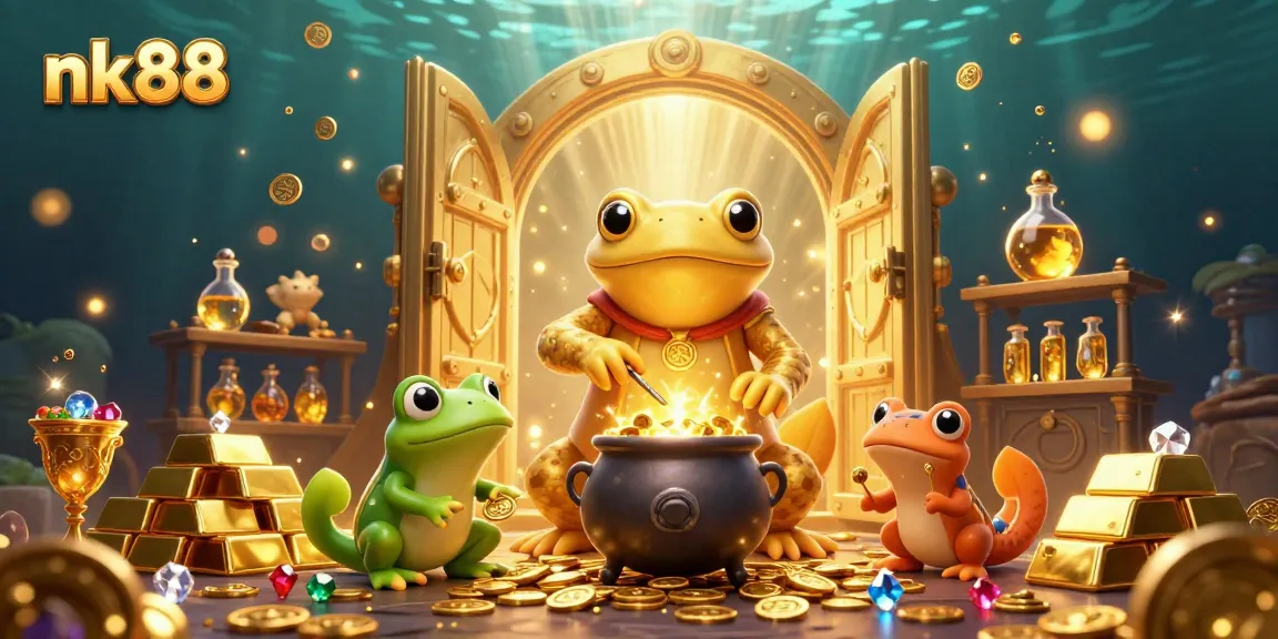 Experience the magic of nk88 with a digital illustration of a golden alchemist transforming metals into riches amidst a vibrant casino backdrop.
