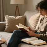 A person reflecting on their struggles in a cozy living room, evoking themes of resilience and the emotional journey tied to rokok88 login.
